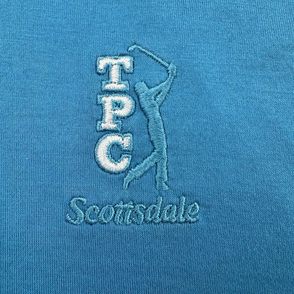 Bugatchi TPC Scottsdale Golf Shirt Mens M Blue Mercerized Cotton